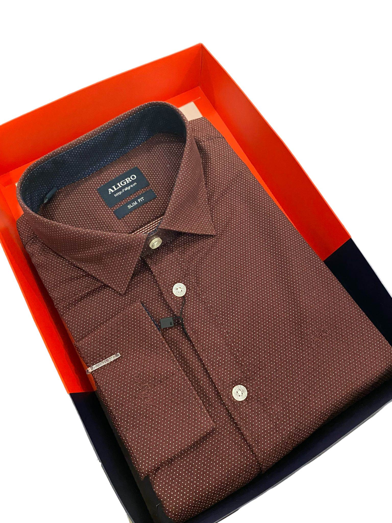 Áo sơ mi dài tay công sở cao cấp Aligro ALGS140 dáng Slimfit màu đỏ