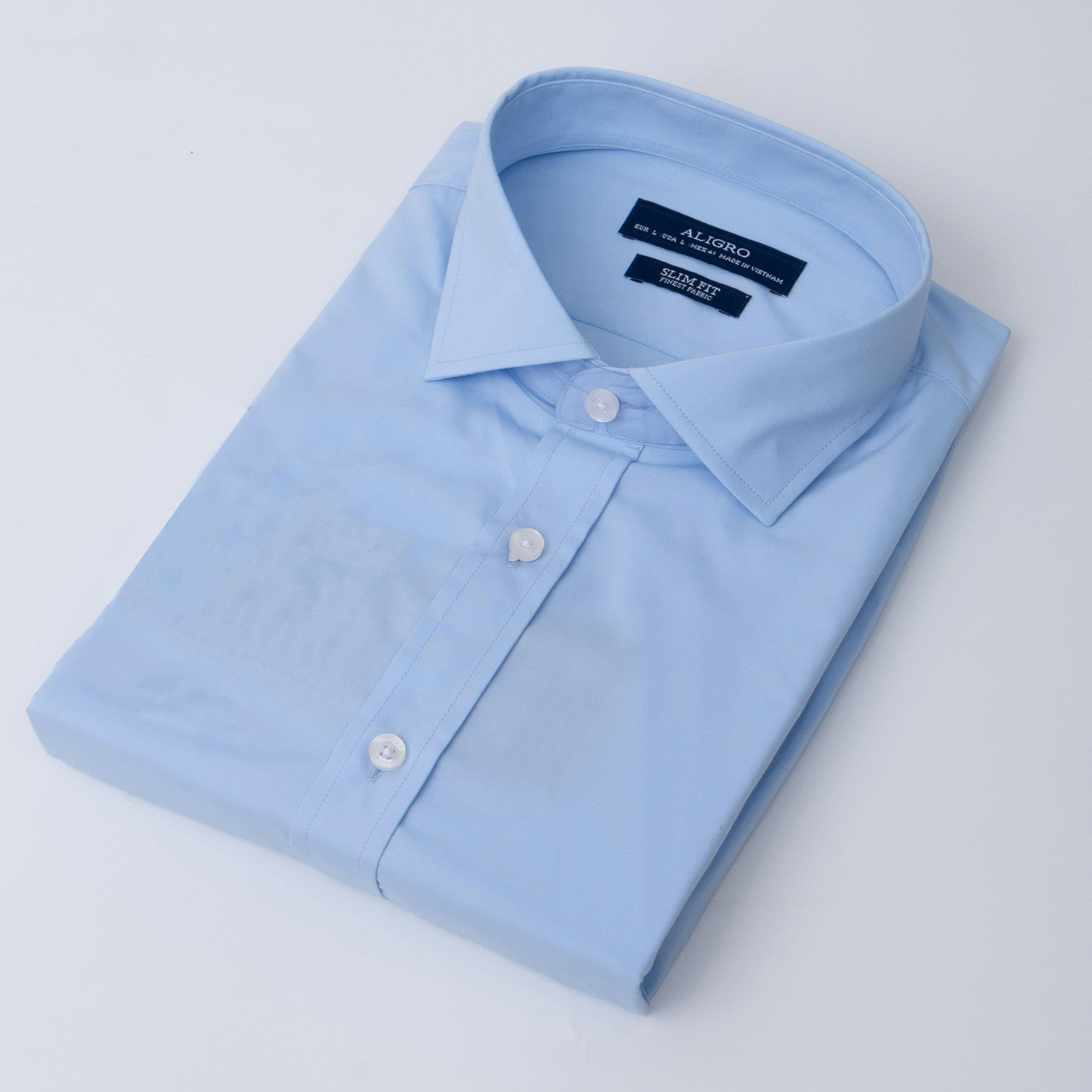 Áo sơ mi nam ngắn tay cao cấp Aligro ALGS-C79 vải bamboo chống nhăn form SLIMFIT màu xanh ngọc