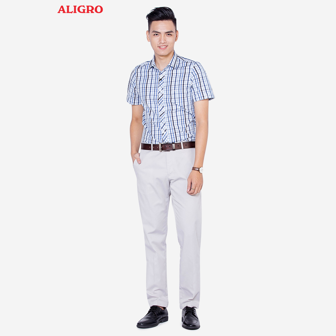 Quần kaki nam cao cấp Aligro ALGK025 co giãn 4 chiều màu trắng ngà 1