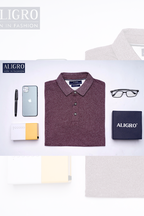 Áo polo nam ngắn tay Aligro cao cấp ALGPLO49 vải CVC cao cấp dáng slimfit màu đỏ bã trầu