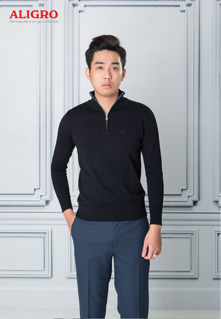 Áo len khóa cổ Aligro ALEND030 - màu đen