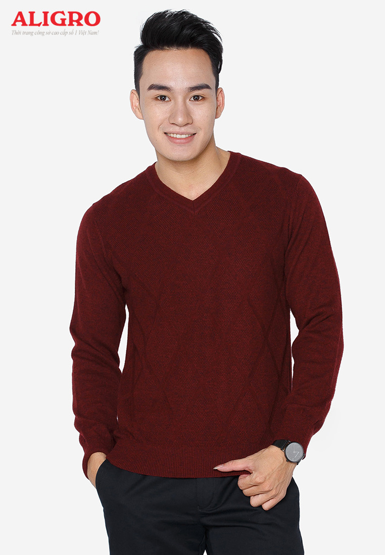 Áo len dài tay ALEND019 đỏ đô quả trám