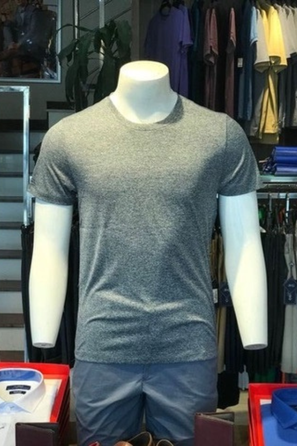Áo thun nam cổ tròn ngắn tay cao cấp Aligro ALGAPC040 chất liệu cotton form SLIMFIT màu grey