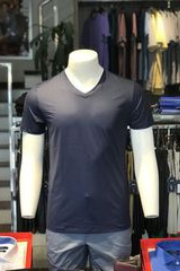 Áo thun nam cổ tim ngắn tay cao cấp Aligro ALGAPC051 chất liệu cotton form SLIMFIT màu navy