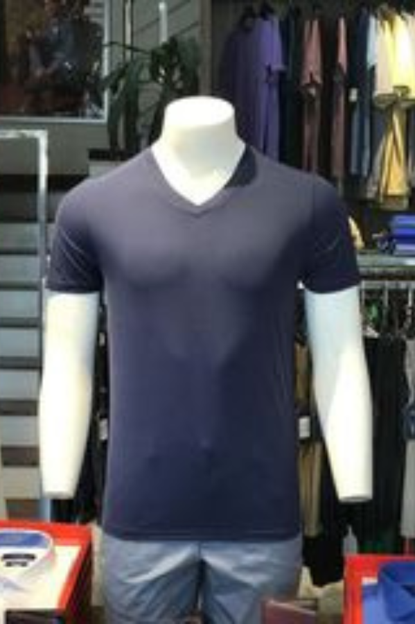 Áo thun nam cổ tim ngắn tay cao cấp Aligro ALGAPC057 chất liệu cotton form SLIMFIT màu navy