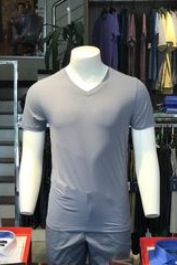 Áo thun nam cổ tim ngắn tay cao cấp Aligro ALGAPC058 chất liệu cotton form SLIMFIT màu grey