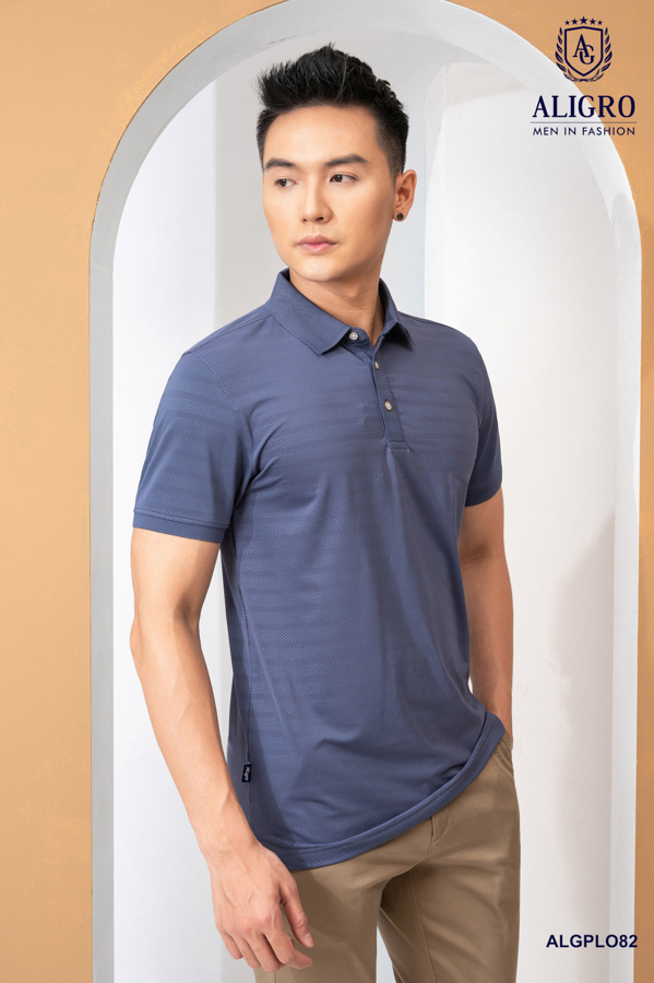 Áo polo Golf ngắn tay cao cấp Aligro ALGPLO82 vải thun lạnh COOLMAX dáng slimfit màu xanh navy