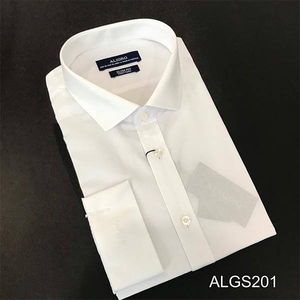 Áo sơ mi dài tay công sở cao cấp Aligro ALGS201 dáng Slimfit màu trắng