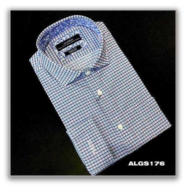 Áo sơ mi dài tay công sở cao cấp Aligro ALGS176 dáng Slimfit màu xanh kẻ caro