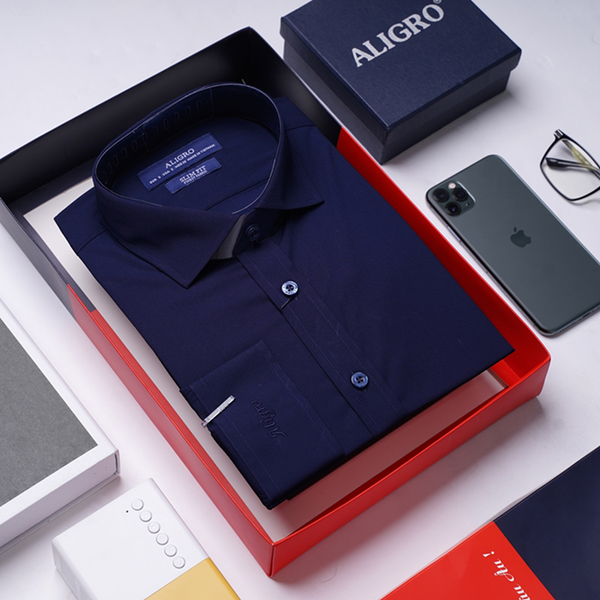 Áo sơ mi dài tay công sở cao cấp Aligro ALGS173 dáng Slimfit màu tím than