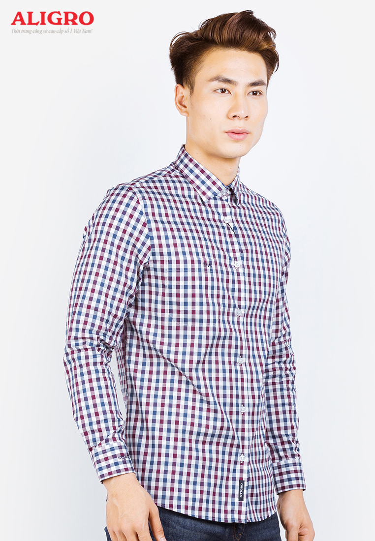 Áo sơ mi nam dài tay công sở cao cấp Aligro ALGS117 dáng Slimfit kẻ caro nhiều màu