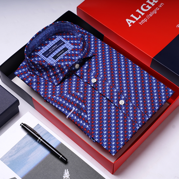 Áo sơ mi nam ngắn tay cao cấp Aligro ALGS-C86 vải cotton form Customfit màu tím