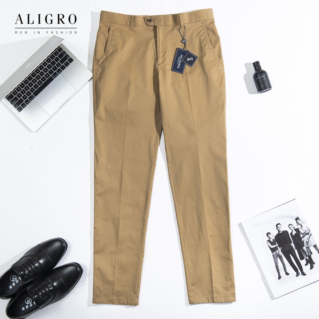 Quần kaki nam cao cấp Aligro ALGK049 co giãn 4 chiều màu khaki