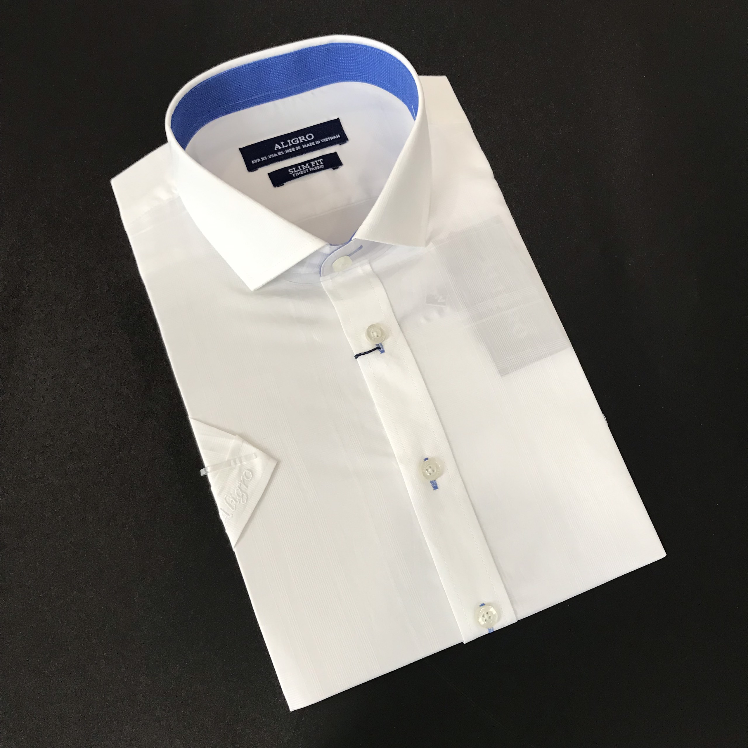 Áo sơ mi nam ngắn tay cao cấp Aligro ALGS-C102 chất liệu cotton form SLIMFIT màu trắng