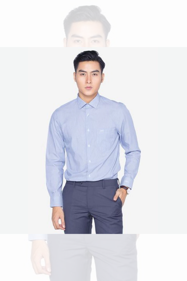Áo sơ mi nam dài tay công sở cao cấp Aligro ALGS128 dáng Slimfit màu xanh kẻ dọc