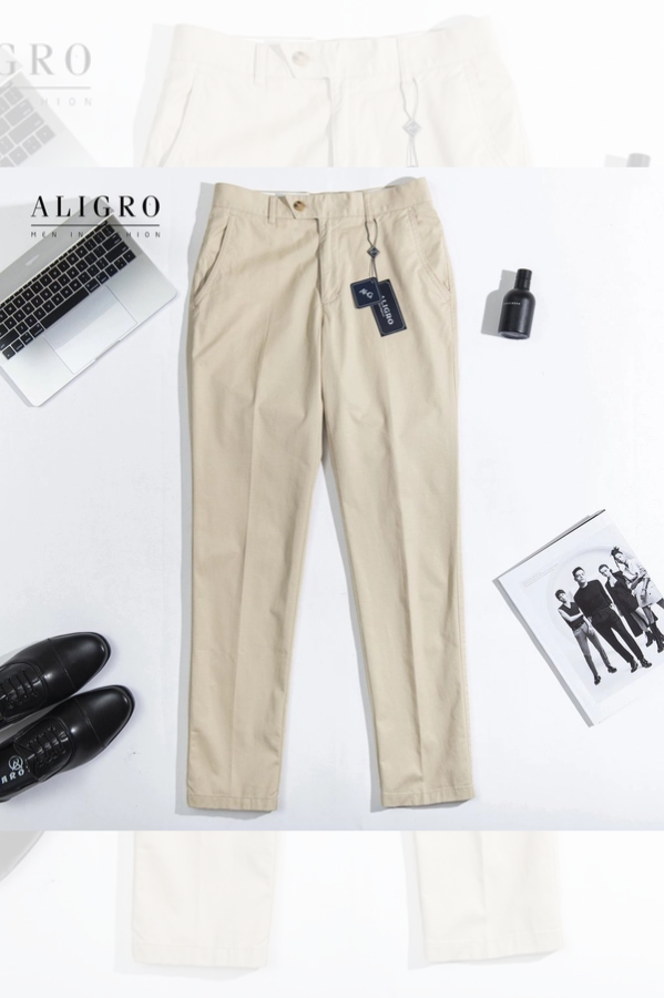 Quần kaki nam công sở cao cấp Aligro ALGK055 co giãn 4 chiều màu be