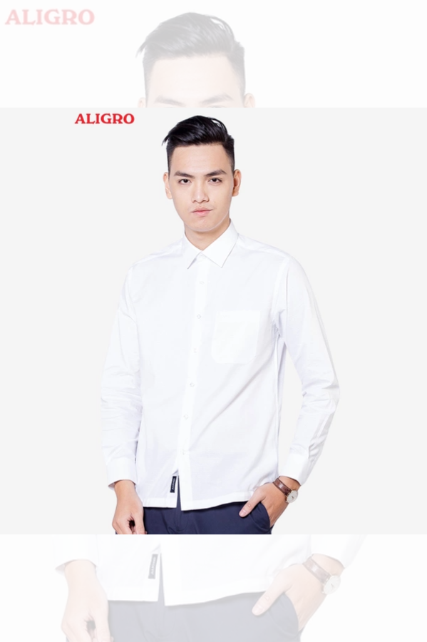Áo sơ mi nam dài tay công sở cao cấp Aligro ALG1014 dáng Custom màu trắng