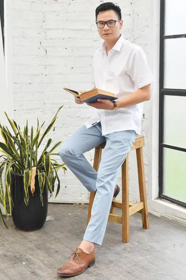 Áo sơ mi nam ngắn tay cao cấp Aligro ALGS-C56 vải cotton form SLIMFIT màu trắng hoạ tiết